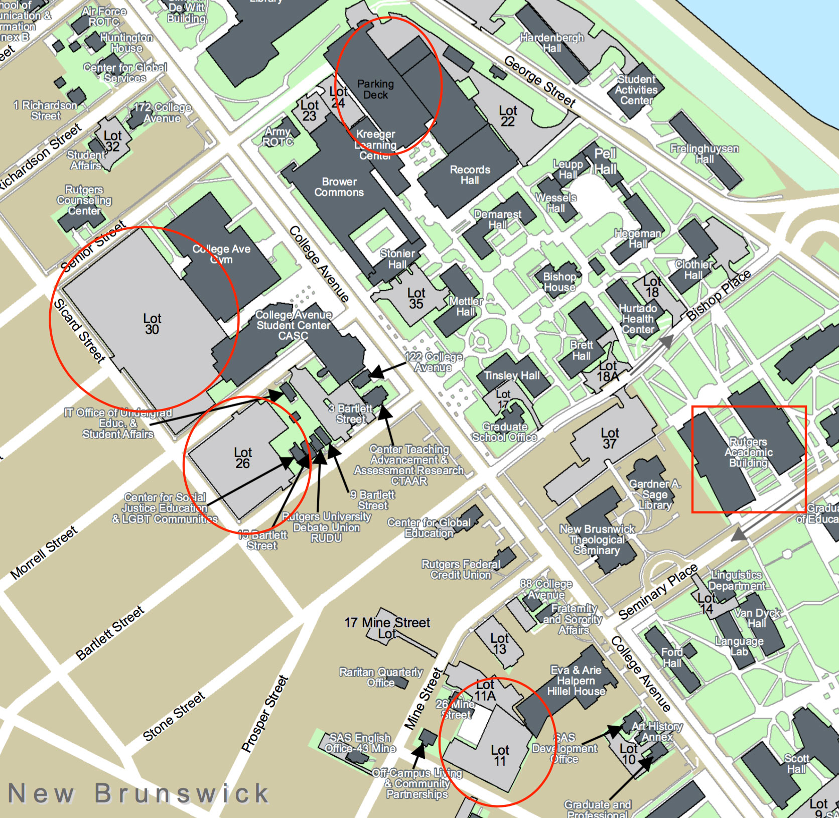 College Avenue Campus map