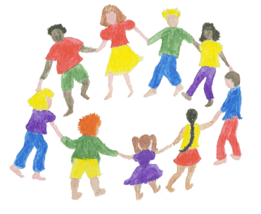 Drawing of children holding hands in a circle